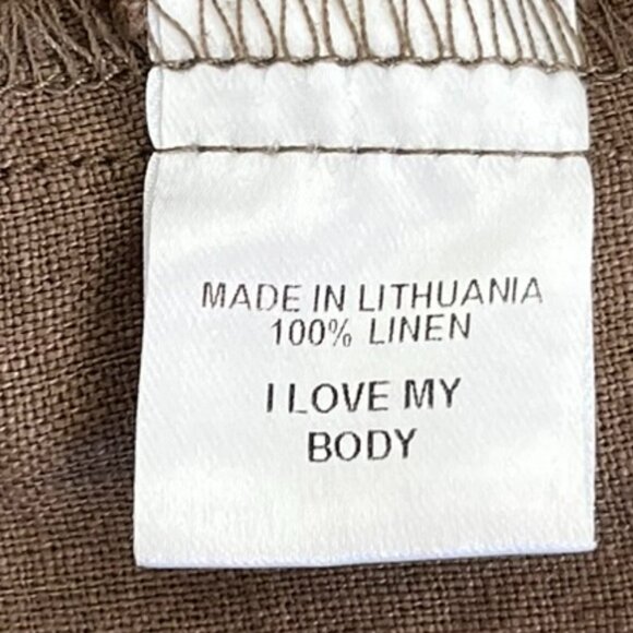 Flax Brown 100% Linen Short Sleeved Bohemian Festival Pop Over Tunic Sz 18-20 - Picture 5 of 8